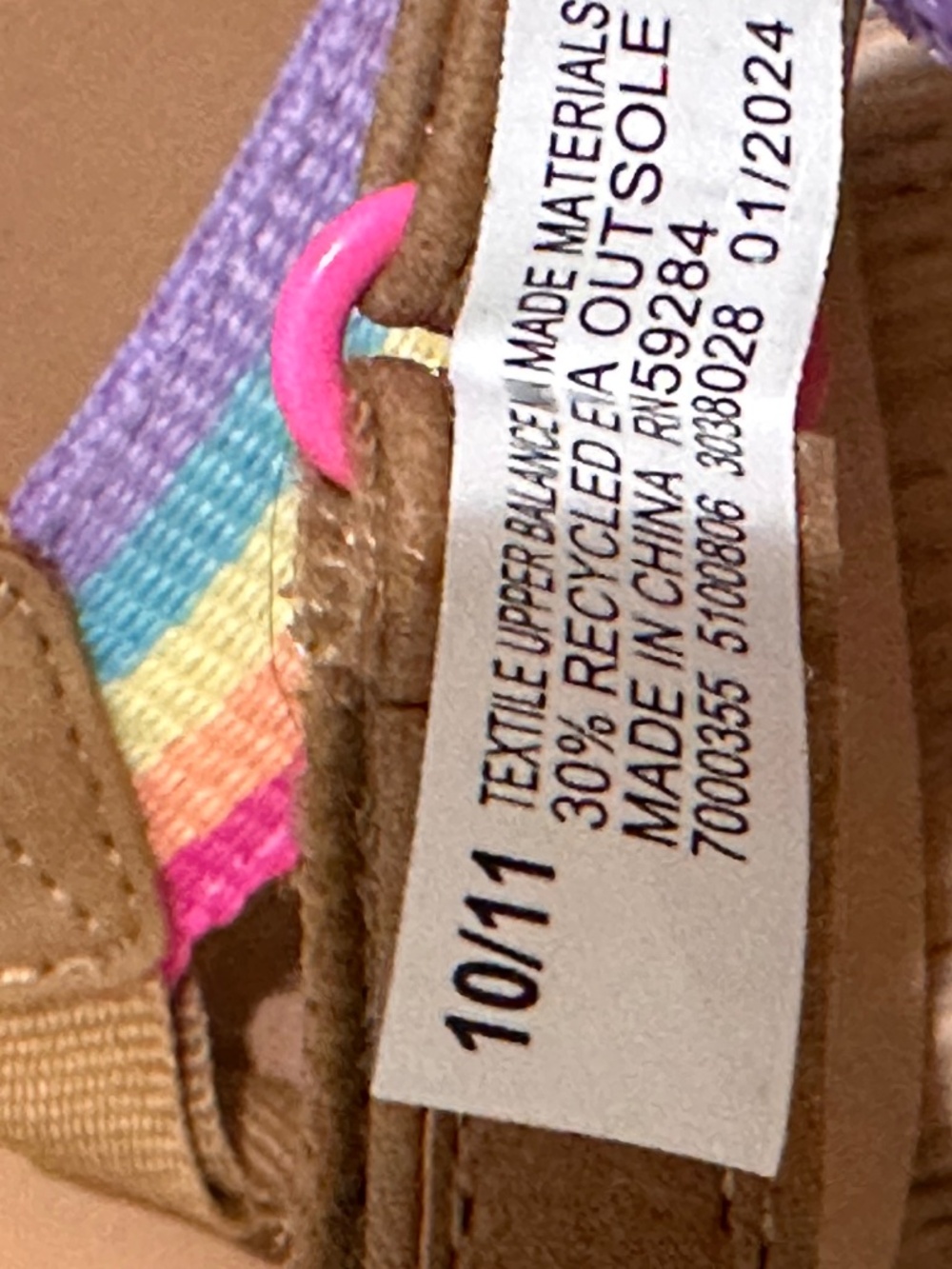 NWOT Children’s Place Girls Rainbow ribbon flip flop - size 10/11 - Picture 3 of 3